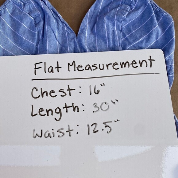 Windsor Blue Striped Summer Tie Spaghetti Strap Dress Sz Small - Picture 8 of 8